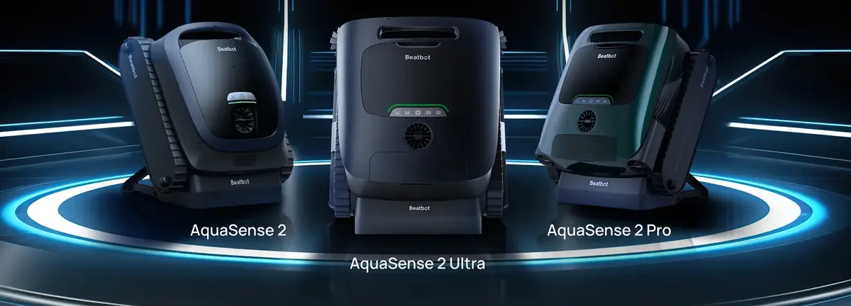 Beatbot AquaSense 2 series robots on display at the European launch event